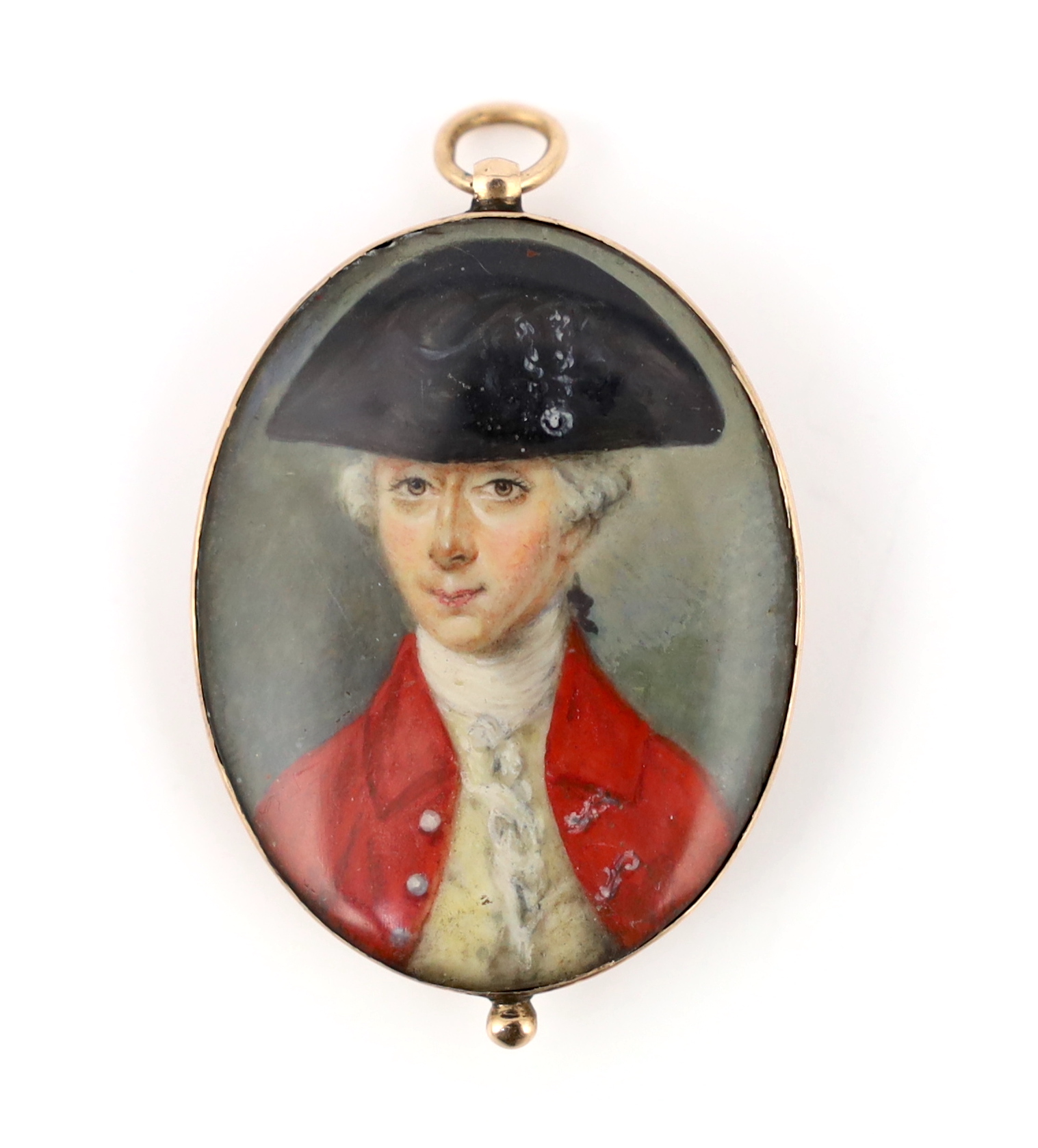 Jeremiah Meyer, R.A. (Anglo-German, 1735-1789), Portrait miniature of a gentleman, watercolour on ivory, 3.4 x 2.6cm. CITES Submission reference EZQ44EEJ